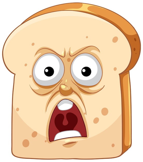 Free Vector angry bread slice cartoon