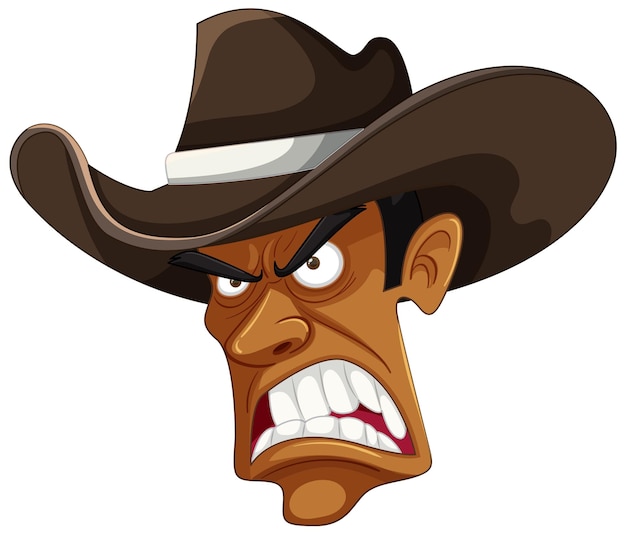 Free Vector angry cowboy with hat cartoon illustration