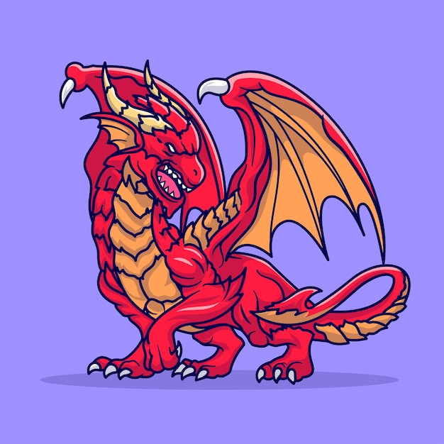 Free Vector angry dragon cartoon vector icon illustration animal nature icon concept isolated flat cartoon