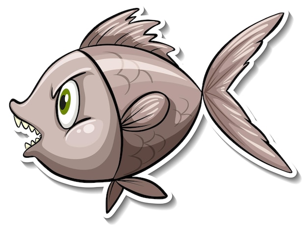 Free vector angry fish sea animal cartoon sticker