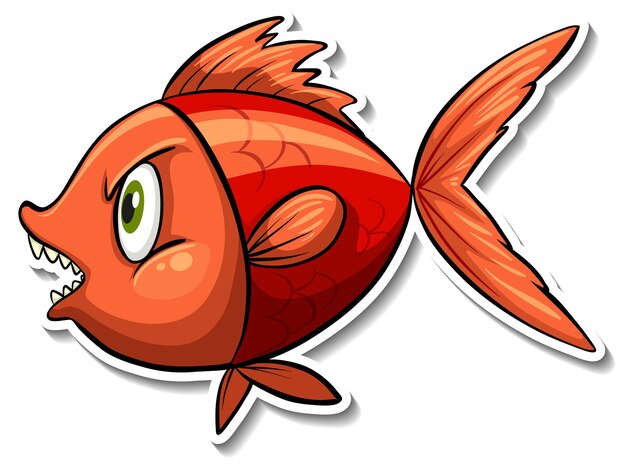 Angry fish sea animal cartoon sticker