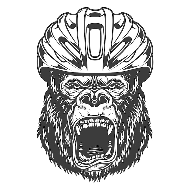 Free Vector angry gorilla in monochrome style