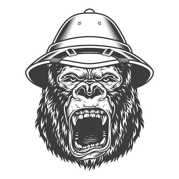 Angry gorilla in monochrome style