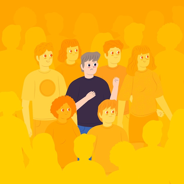 Free vector angry person in crowd