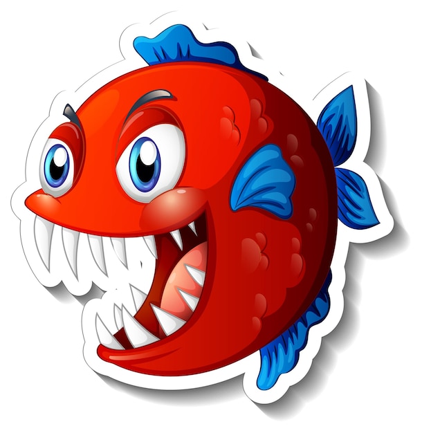 Free Vector angry piranha fish cartoon sticker