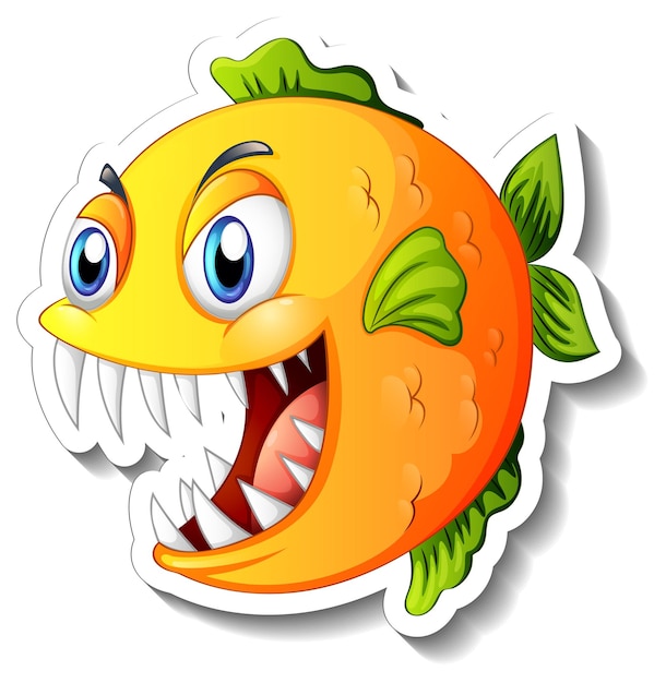 Free Vector angry piranha fish cartoon sticker