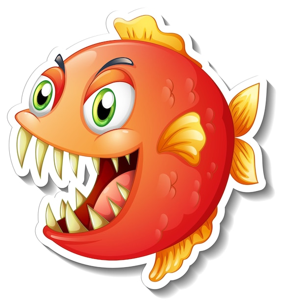 Free Vector angry piranha fish cartoon sticker