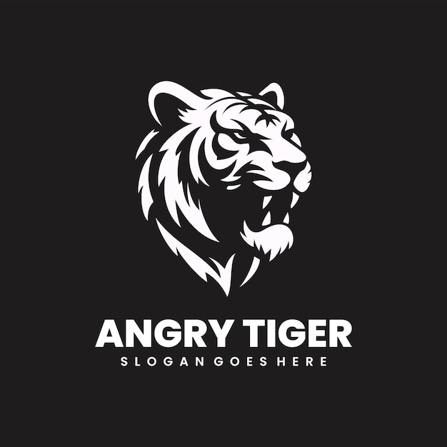 Free Vector angry tiger silhouette logo design