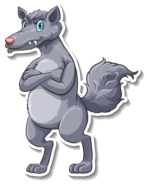 Free Vector angry wolf animal cartoon sticker