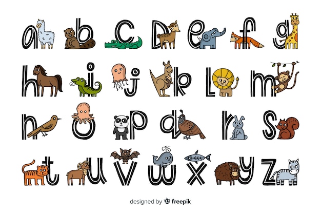 Free Vector animal alphabet in flat design