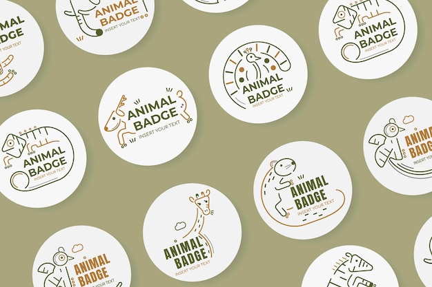 Animal badge design elements vector set