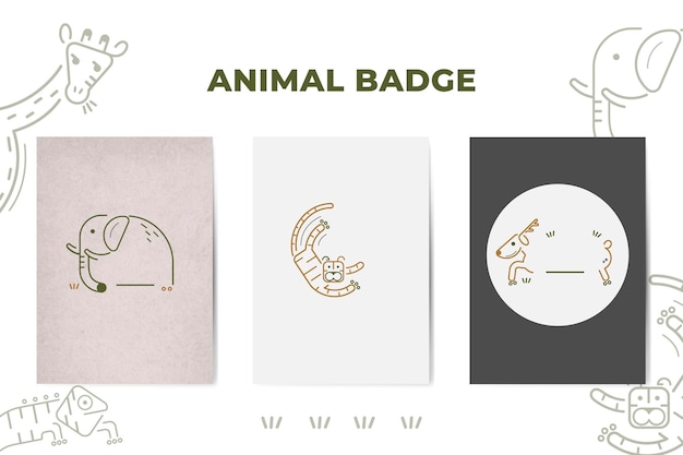 Free Vector animal badge design elements vector set