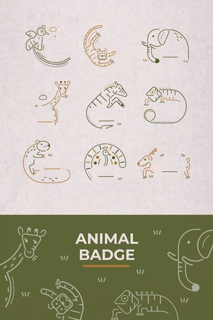 Free Vector animal badge design elements vector set