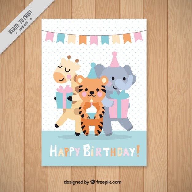 Free vector animal birthday card