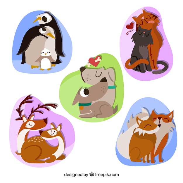 Animal couple collection of five for valentine