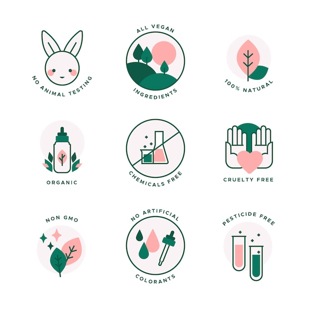 Free Vector animal cruelty free badges flat design set