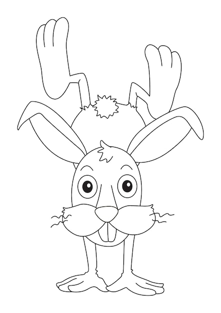 Free Vector animal doodle outline for cute rabbit