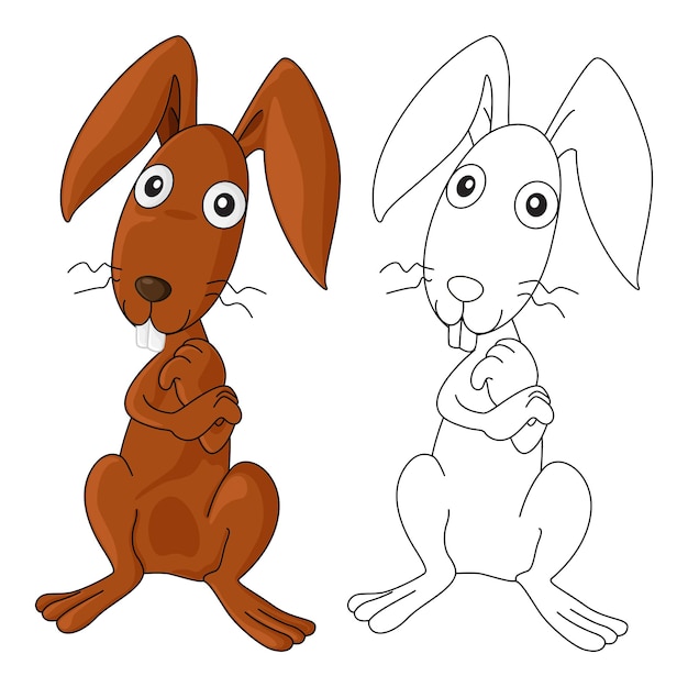 Free Vector animal doodle outline for rabbit