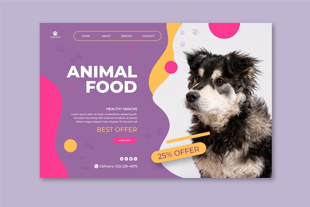 Free Vector animal food landing page template