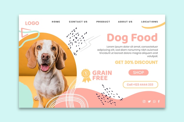 Free Vector animal food landing page template