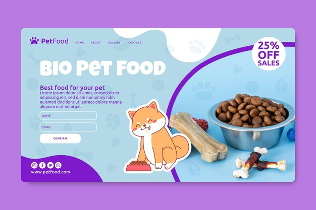 Animal food landing page template