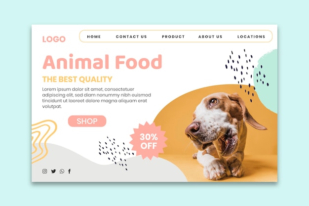 Free Vector animal food landing page