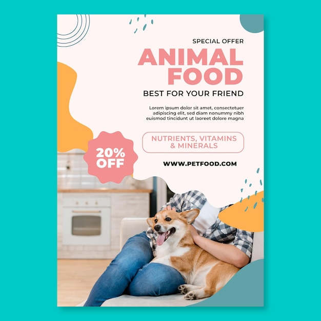 Free Vector animal food vertical flyer