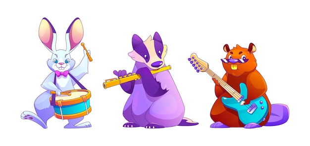 Free Vector animal music band performers