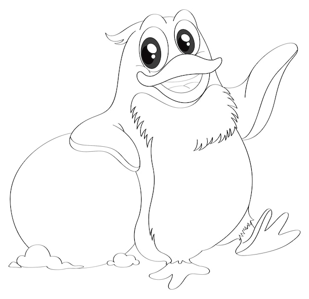 Free vector animal outline for penguin and snowball