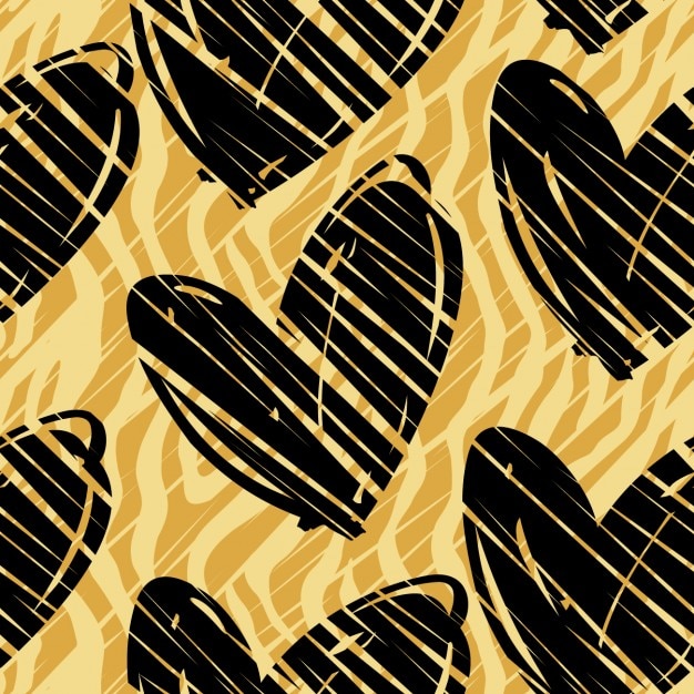 Animal pattern with black hearts