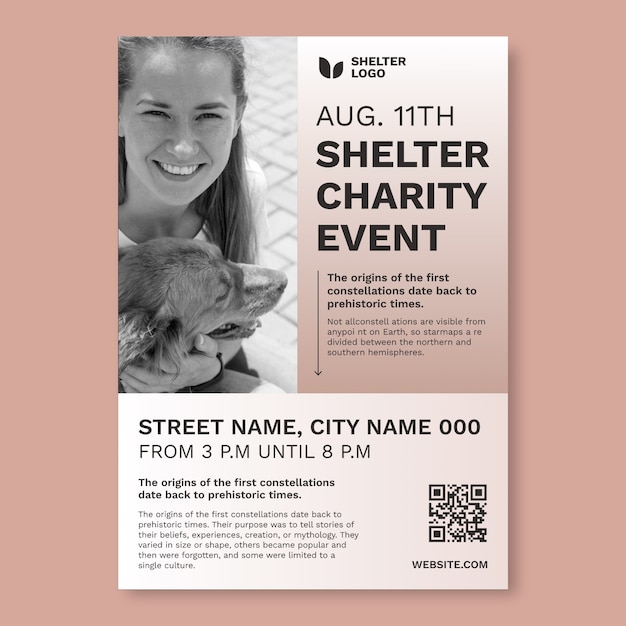 Free vector animal shelter charity event flyer template design