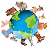 Free vector animals around the world illustration