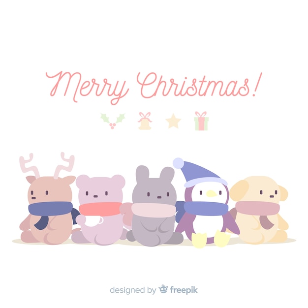 Free Vector animals in christmas