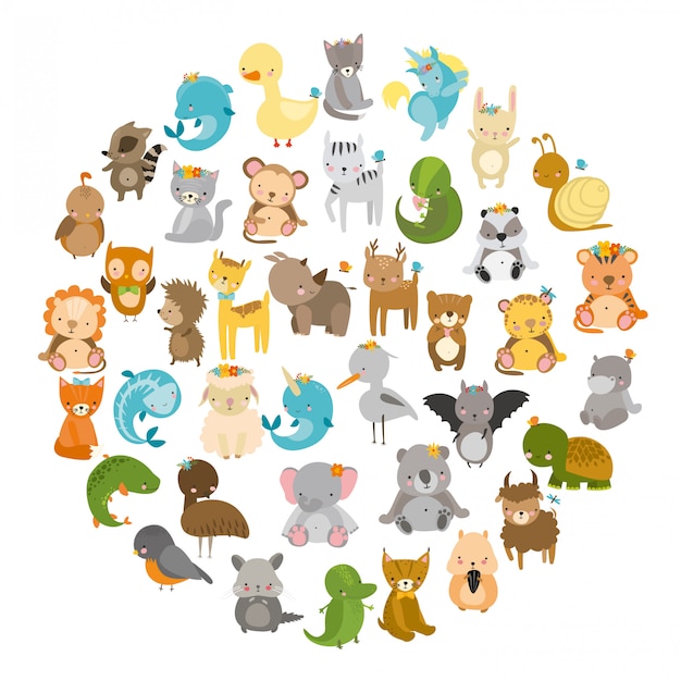 Free Vector animals, cute zoo