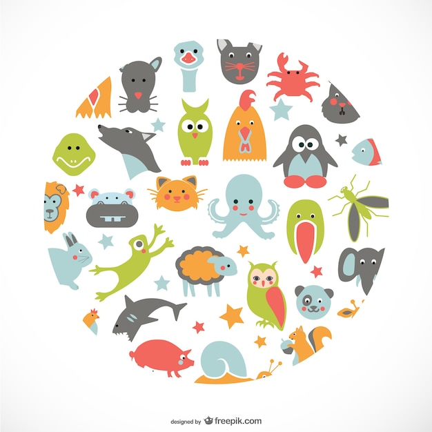 Animals flat icons design 