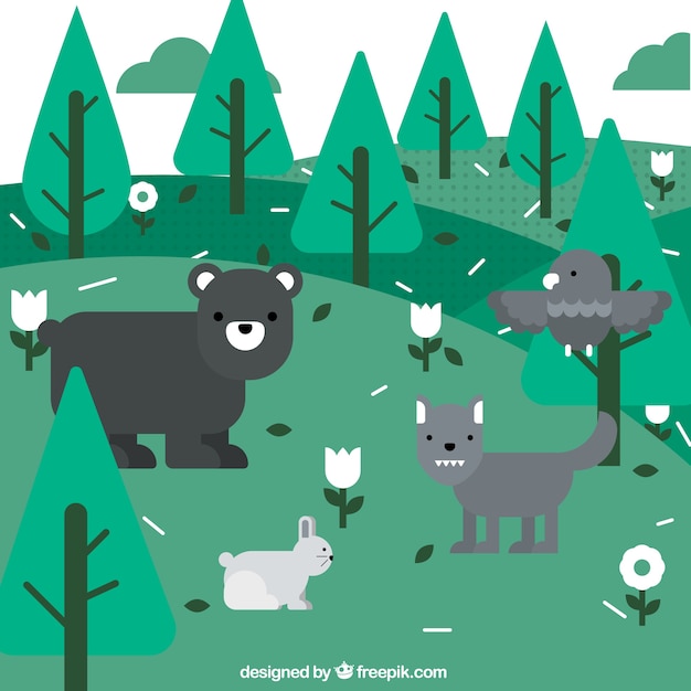 Free Vector animals in the forest