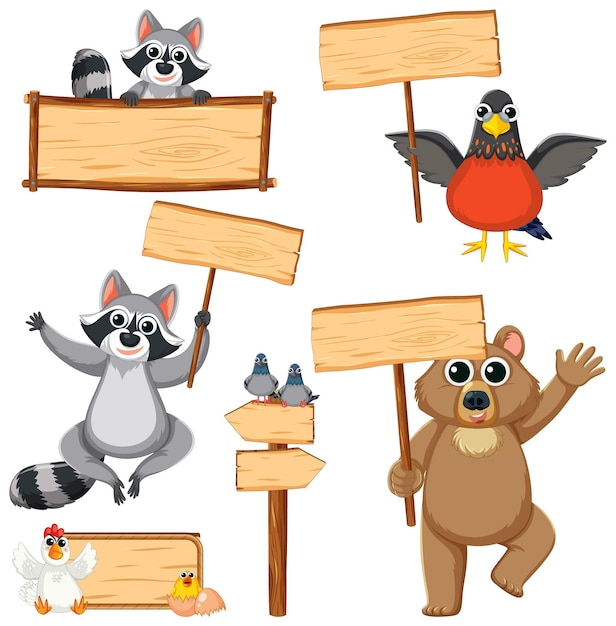 Animals Holding Signboard Banner A Playful Vector Illustration