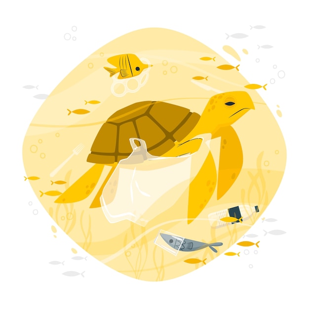 Free vector animals suffering from ocean pollution concept illustration