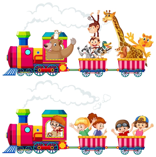 Animals on a Train Adventure