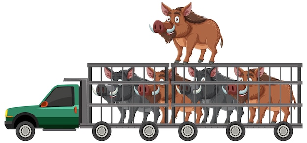 Free Vector animals transported in a truck illustration