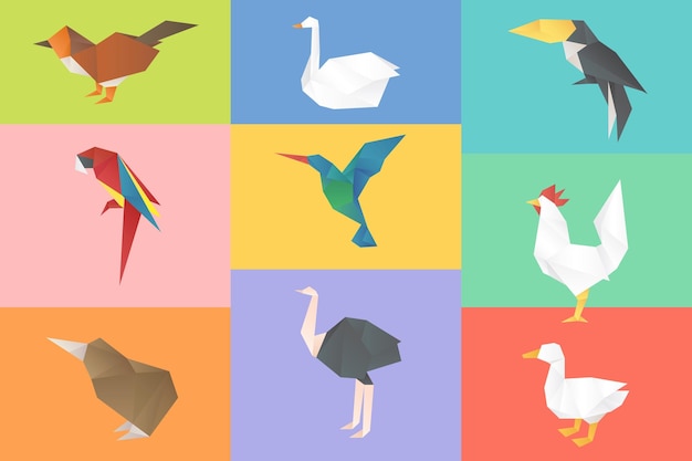 Free vector animals vector origami paper polygon illustration collection