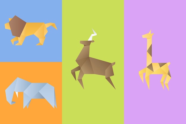 Free Vector animals vector origami paper polygon illustration set