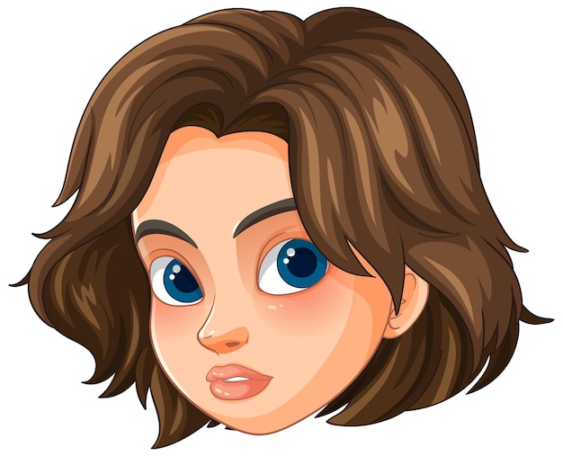 Free Vector animated female face with brown hair