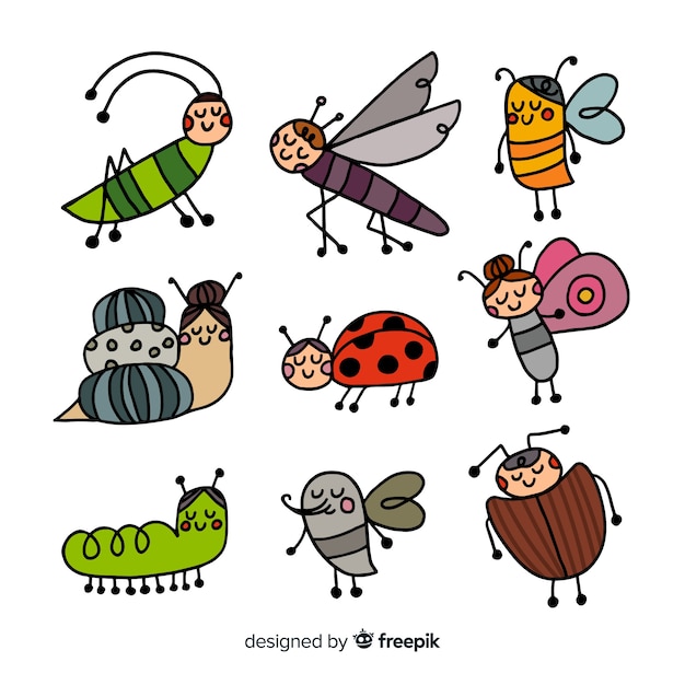 Free Vector animated insect collection