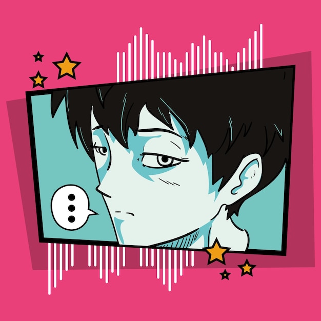 Free vector anime boy vignette