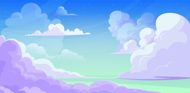 Free Vector anime style sky with clouds