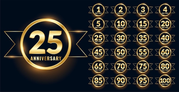 Anniversary label celebration emblem big set