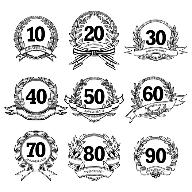 Anniversary Labels Set