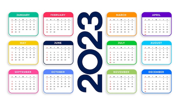 Annual 2023 calendar background for business stationery