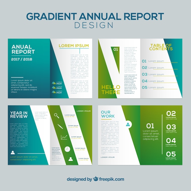 Annual report cover collection in gradient style